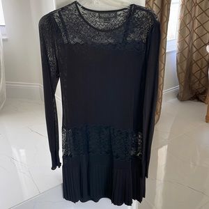 Rachel Zoe Black Sheer Lace Dress with Slip